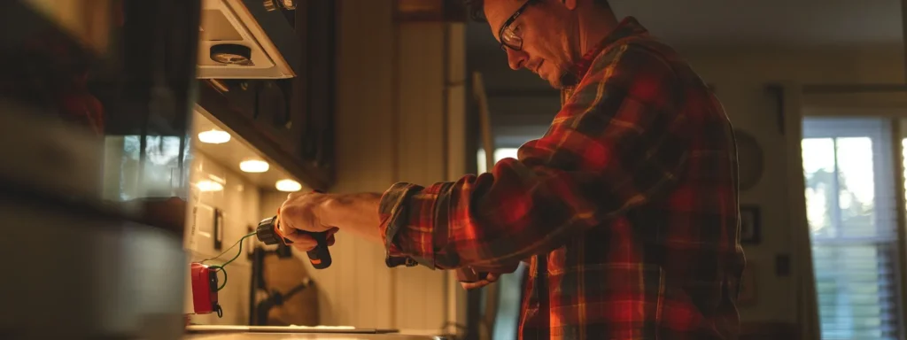 a skilled electrician expertly upgrades a modern electrical panel in a bright, well-lit home, showcasing precise tools and a focus on safety and quality craftsmanship.